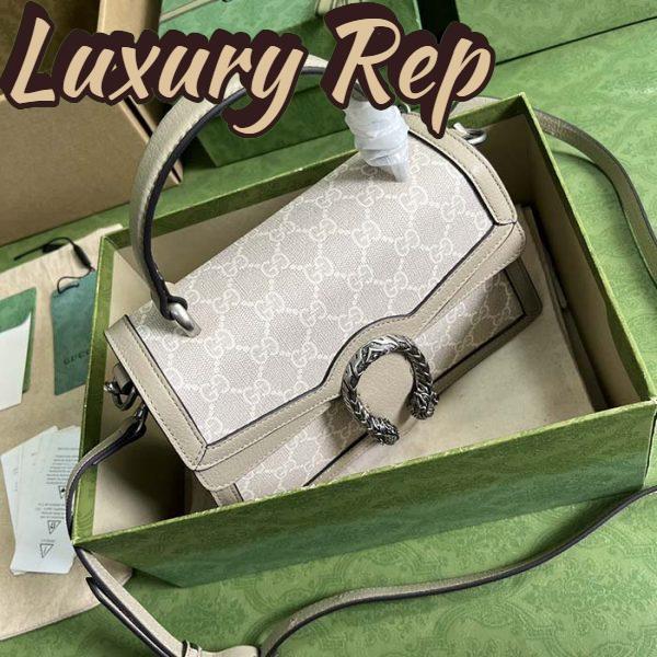 Replica Gucci Unisex GG Small Dionysus Top Handle Bag Beige White Supreme Canvas 5