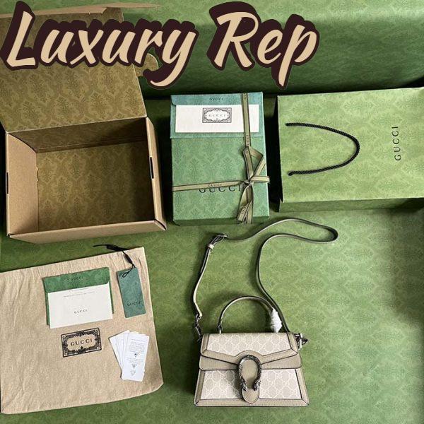 Replica Gucci Unisex GG Small Dionysus Top Handle Bag Beige White Supreme Canvas 9