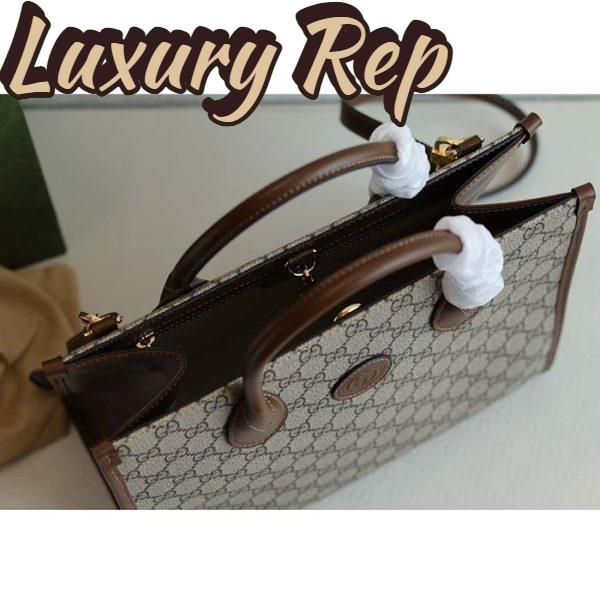Replica Gucci Unisex GG Small Tote Bag Beige Ebony GG Supreme Canvas 6