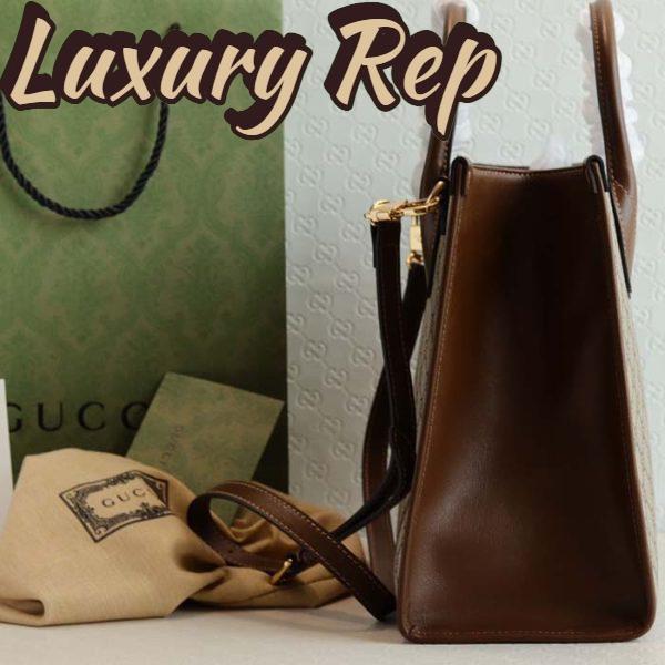 Replica Gucci Unisex GG Small Tote Bag Beige Ebony GG Supreme Canvas 8
