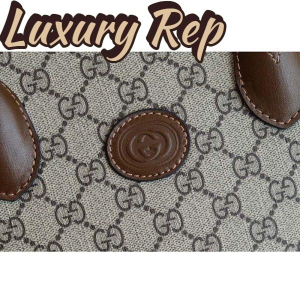Replica Gucci Unisex GG Small Tote Bag Beige Ebony GG Supreme Canvas 11
