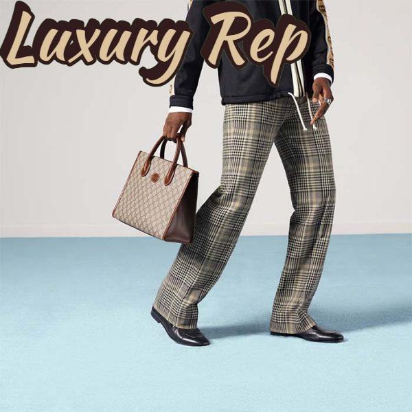 Replica Gucci Unisex GG Small Tote Bag Beige Ebony GG Supreme Canvas 13