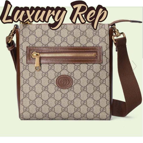 Replica Gucci Unisex GG Supreme Messenger Bag Beige Ebony GG Supreme Canvas