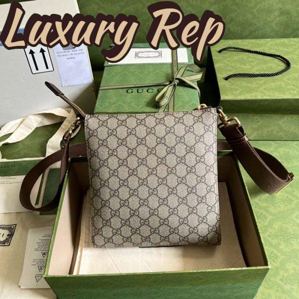 Replica Gucci Unisex GG Supreme Messenger Bag Beige Ebony GG Supreme Canvas 4