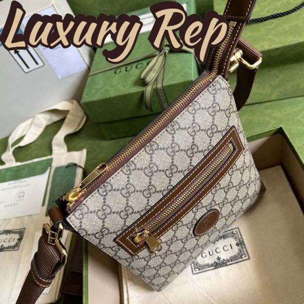 Replica Gucci Unisex GG Supreme Messenger Bag Beige Ebony GG Supreme Canvas 5