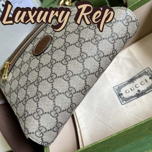 Replica Gucci Unisex GG Supreme Messenger Bag Beige Ebony GG Supreme Canvas 6
