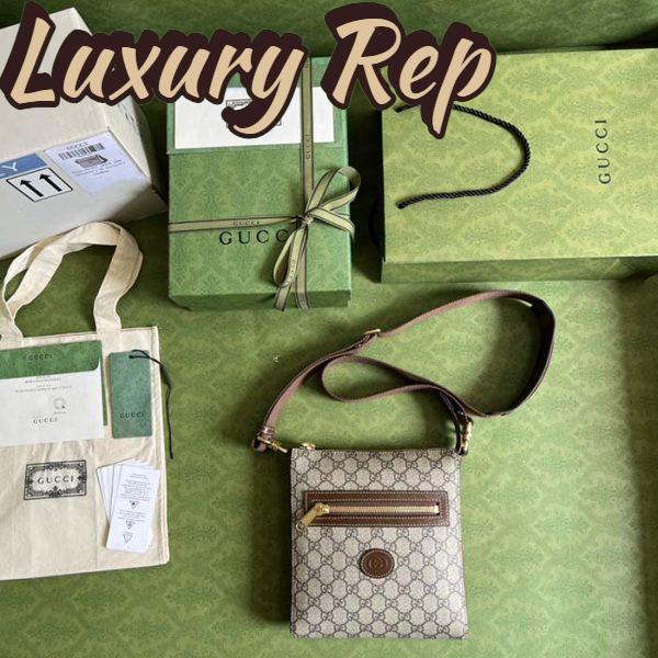 Replica Gucci Unisex GG Supreme Messenger Bag Beige Ebony GG Supreme Canvas 7