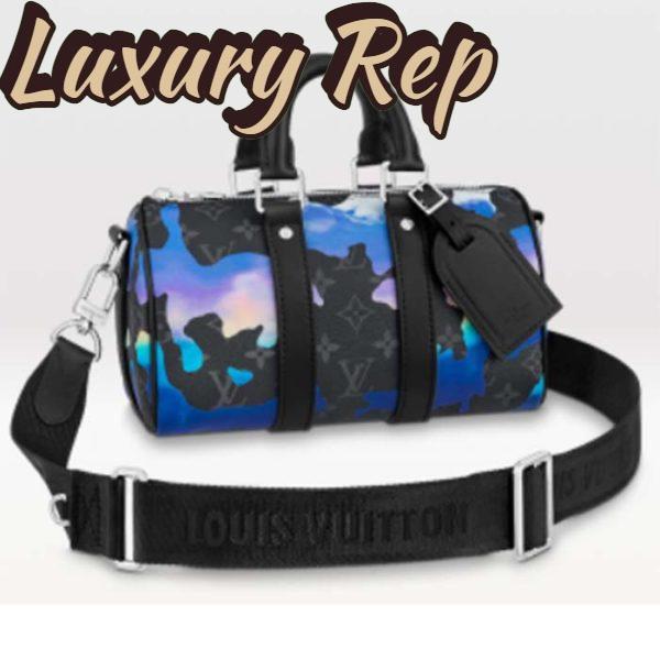 Replica Louis Vuitton LV Unisex Keepall 25 Sunrise Monogram Eclipse Coated Canvas Cowhide Leather