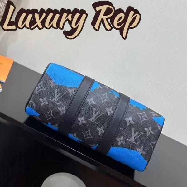 Replica Louis Vuitton LV Unisex Keepall 25 Sunrise Monogram Eclipse Coated Canvas Cowhide Leather 5
