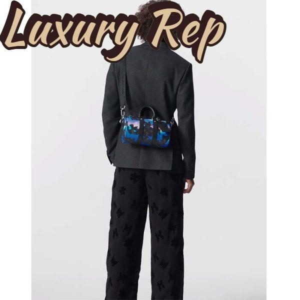 Replica Louis Vuitton LV Unisex Keepall 25 Sunrise Monogram Eclipse Coated Canvas Cowhide Leather 17