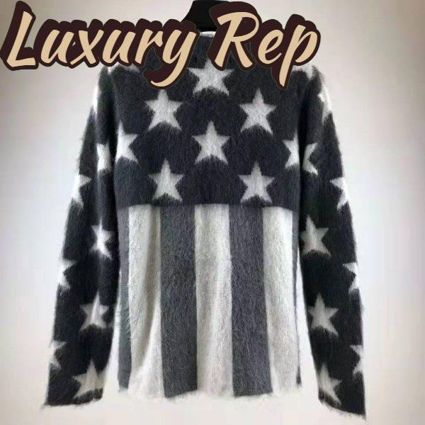 Replica Louis Vuitton LV Women USA Flag Mohair Jacquard Crewneck Sweater-Grey 3