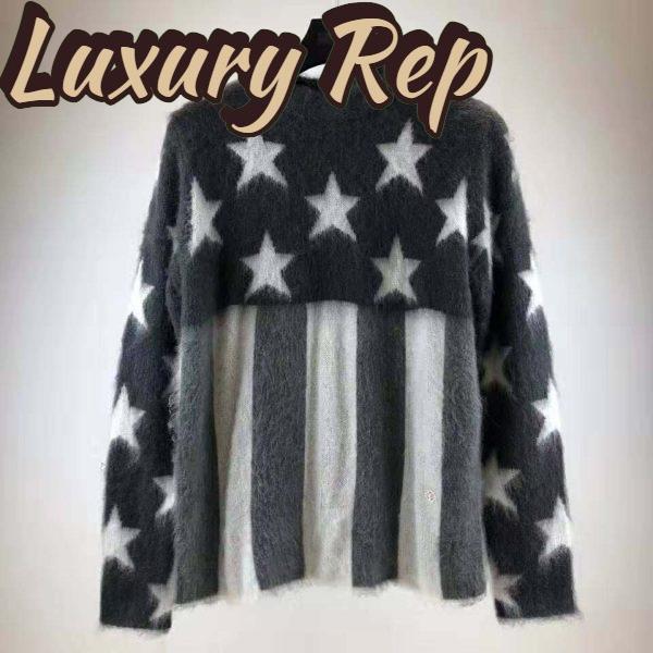 Replica Louis Vuitton LV Women USA Flag Mohair Jacquard Crewneck Sweater-Grey 4