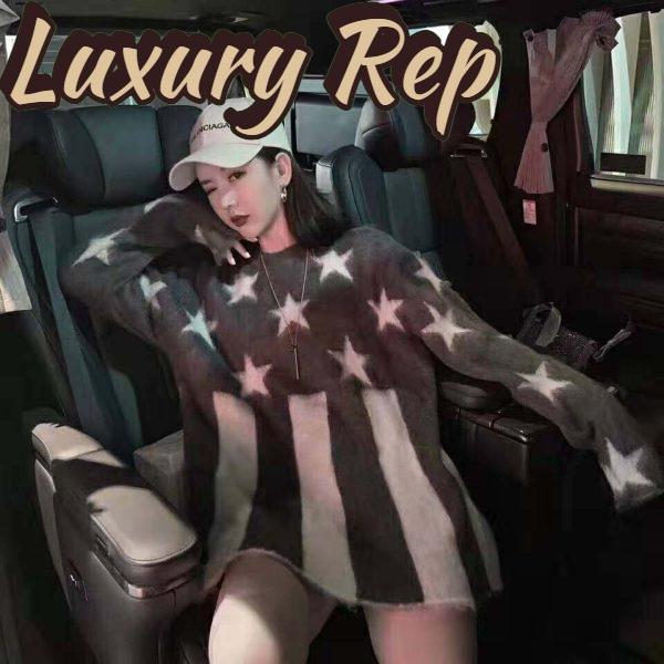 Replica Louis Vuitton LV Women USA Flag Mohair Jacquard Crewneck Sweater-Grey 6