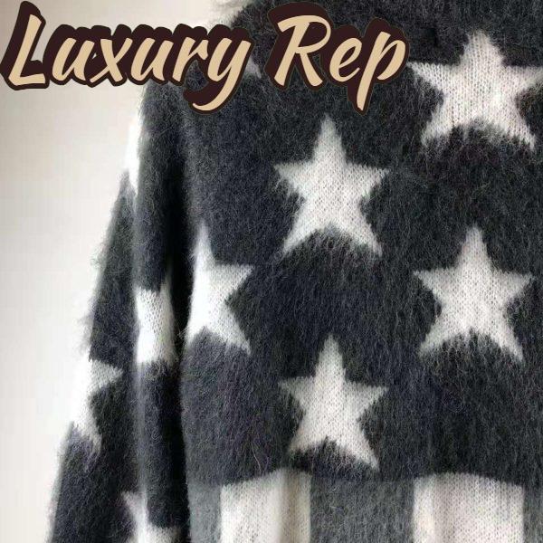 Replica Louis Vuitton LV Women USA Flag Mohair Jacquard Crewneck Sweater-Grey 9