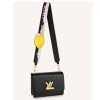 Replica Louis Vuitton LV Women Twist MM Lemon Handbag Black Epi Grained Cowhide