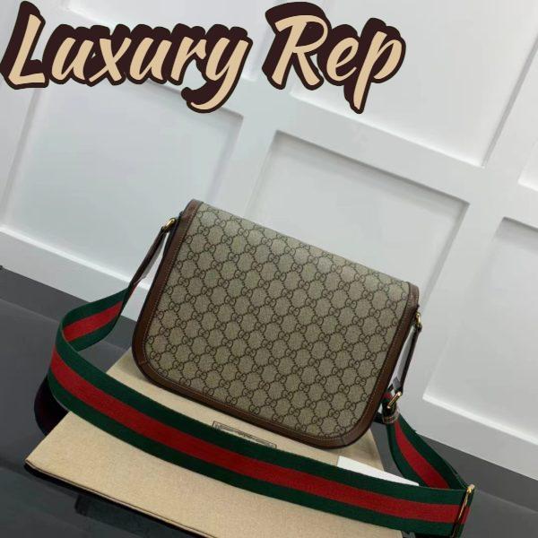 Replica Gucci Unisex Horsebit 1955 Shoulder Bag Beige Ebony GG Supreme Canvas 8
