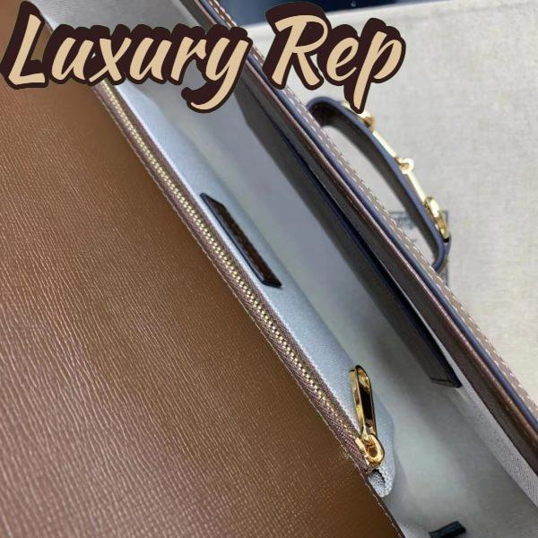 Replica Gucci Unisex Horsebit 1955 Shoulder Bag Beige Ebony GG Supreme Canvas 10