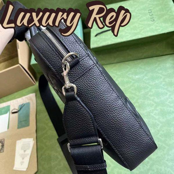 Replica Gucci Unisex Jumbo GG Briefcase Black Leather Cotton Linen Lining Medium Size 5