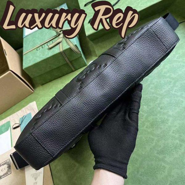 Replica Gucci Unisex Jumbo GG Briefcase Black Leather Cotton Linen Lining Medium Size 7