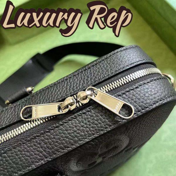 Replica Gucci Unisex Jumbo GG Briefcase Black Leather Cotton Linen Lining Medium Size 8