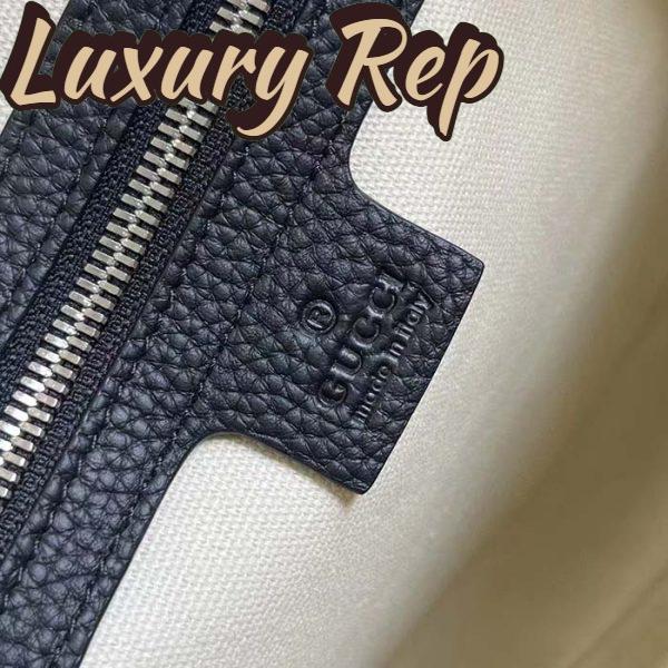 Replica Gucci Unisex Jumbo GG Briefcase Black Leather Cotton Linen Lining Medium Size 11