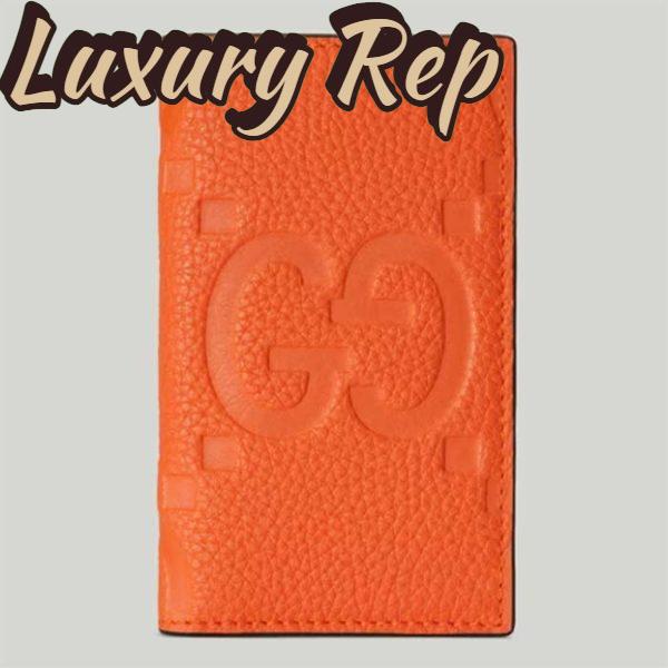 Replica Gucci Unisex Jumbo GG Card Case Orange Jumbo GG Leather Moiré Lining