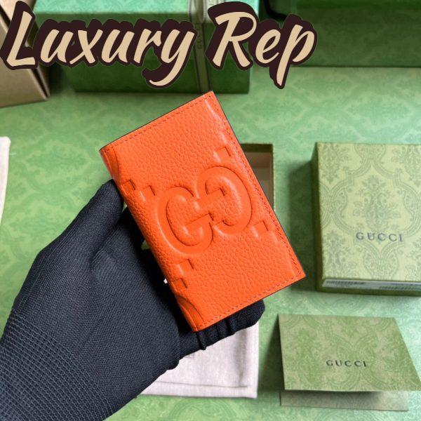 Replica Gucci Unisex Jumbo GG Card Case Orange Jumbo GG Leather Moiré Lining 3