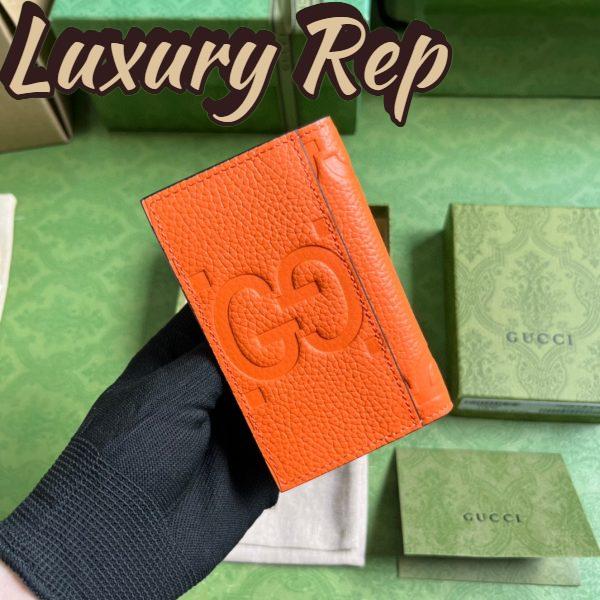 Replica Gucci Unisex Jumbo GG Card Case Orange Jumbo GG Leather Moiré Lining 4