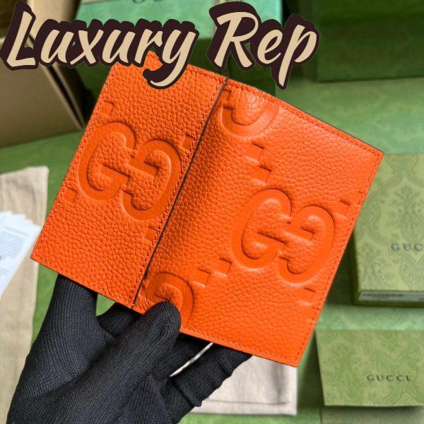 Replica Gucci Unisex Jumbo GG Card Case Orange Jumbo GG Leather Moiré Lining 5
