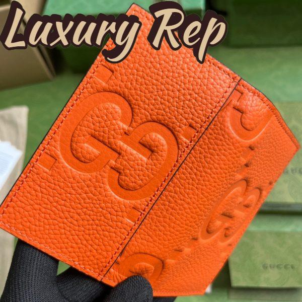 Replica Gucci Unisex Jumbo GG Card Case Orange Jumbo GG Leather Moiré Lining 6