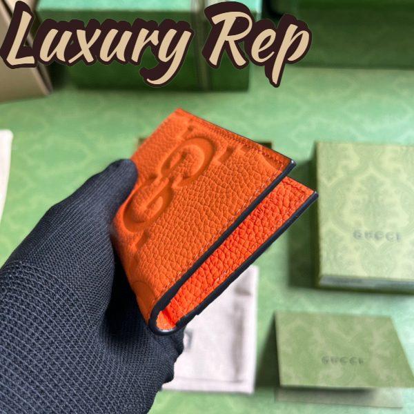 Replica Gucci Unisex Jumbo GG Card Case Orange Jumbo GG Leather Moiré Lining 7