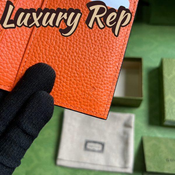 Replica Gucci Unisex Jumbo GG Card Case Orange Jumbo GG Leather Moiré Lining 11