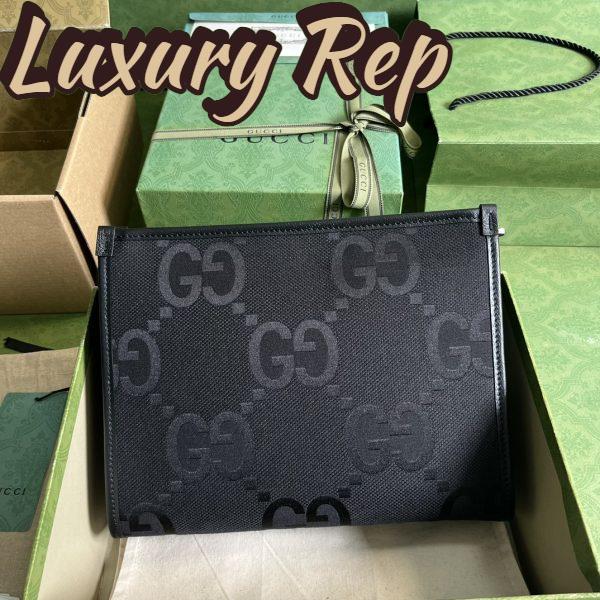 Replica Gucci Unisex Jumbo GG Medium Messenger Bag Black Canvas Zip Closure 3