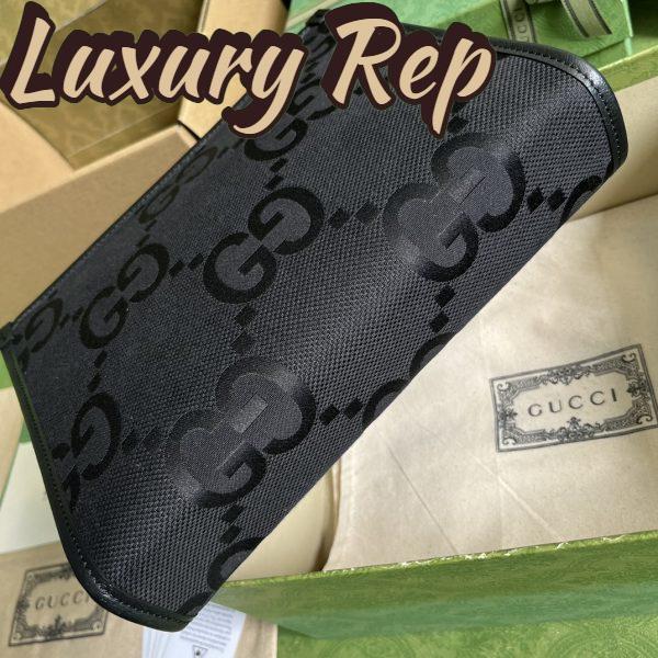 Replica Gucci Unisex Jumbo GG Medium Messenger Bag Black Canvas Zip Closure 4