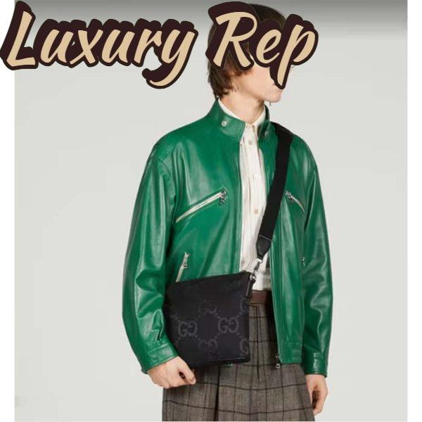 Replica Gucci Unisex Jumbo GG Medium Messenger Bag Black Canvas Zip Closure 12