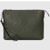 Replica Gucci Unisex Jumbo GG Medium Messenger Bag Black Canvas Zip Closure 14