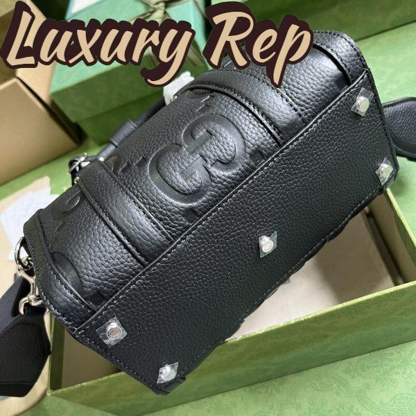 Replica Gucci Unisex Jumbo GG Mini Duffle Bag Black Leather Double G Zip Closure 8