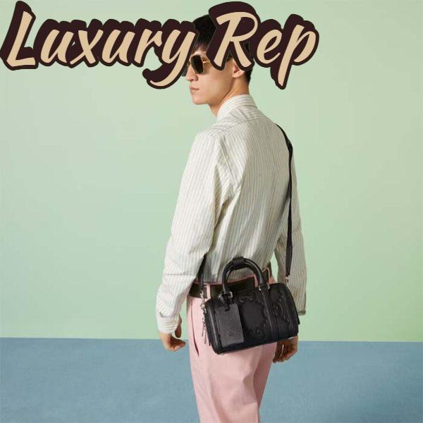 Replica Gucci Unisex Jumbo GG Mini Duffle Bag Black Leather Double G Zip Closure 12
