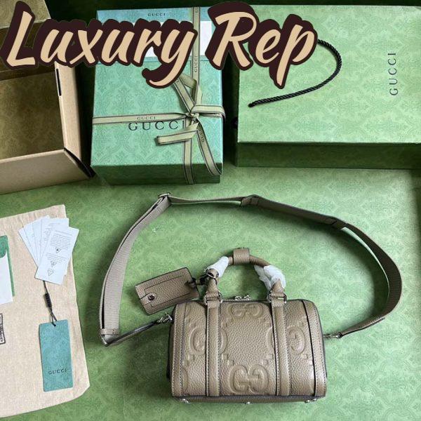 Replica Gucci Unisex Jumbo GG Mini Duffle Bag Dark Green Leather Double G Zip Closure 9