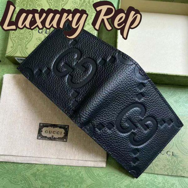 Replica Gucci Unisex Jumbo GG Wallet Black Leather Moiré Lining 3