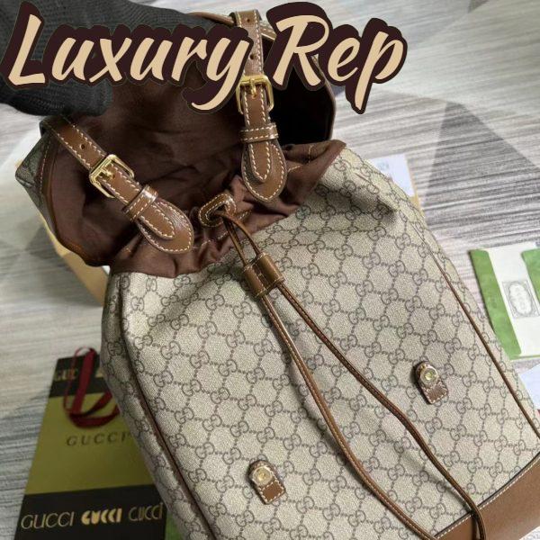 Replica Gucci Unisex Medium Backpack Interlocking G Beige Ebony GG Supreme Canvas 7
