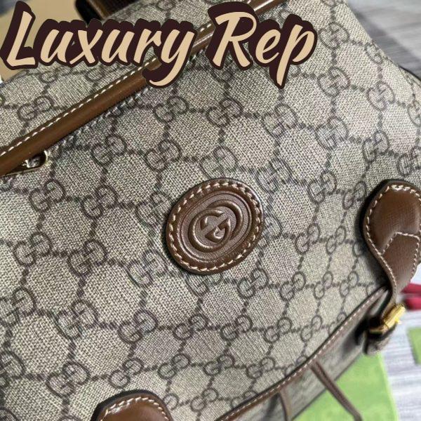 Replica Gucci Unisex Medium Backpack Interlocking G Beige Ebony GG Supreme Canvas 8