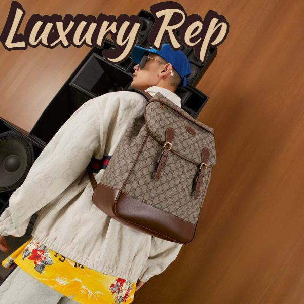 Replica Gucci Unisex Medium Backpack Interlocking G Beige Ebony GG Supreme Canvas 12