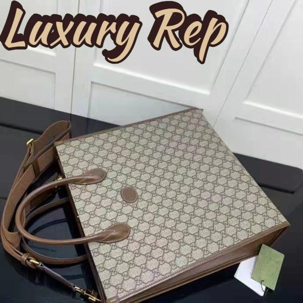 Replica Gucci Unisex Medium Tote Interlocking G Beige Ebony Brown GG Supreme Canvas 6