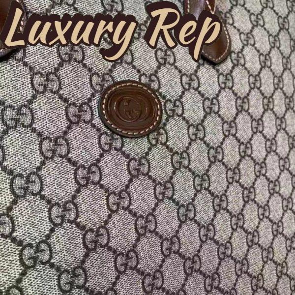 Replica Gucci Unisex Medium Tote Interlocking G Beige Ebony Brown GG Supreme Canvas 7