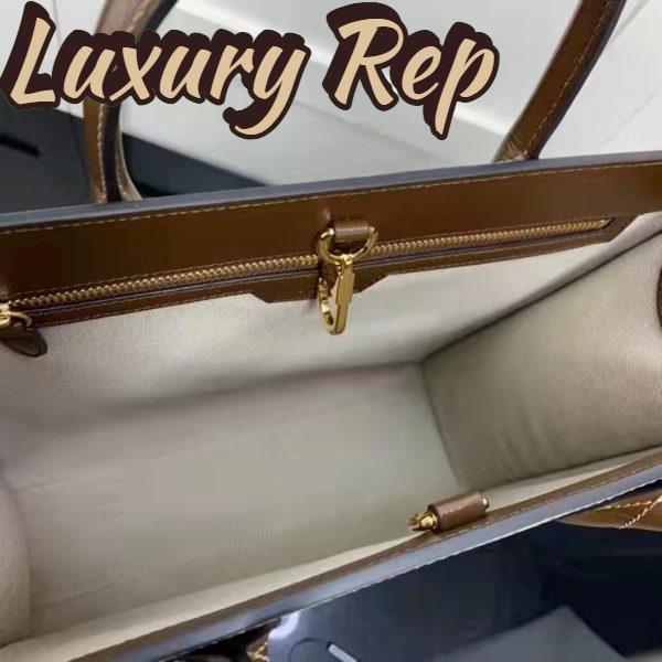 Replica Gucci Unisex Medium Tote Interlocking G Beige Ebony Brown GG Supreme Canvas 10