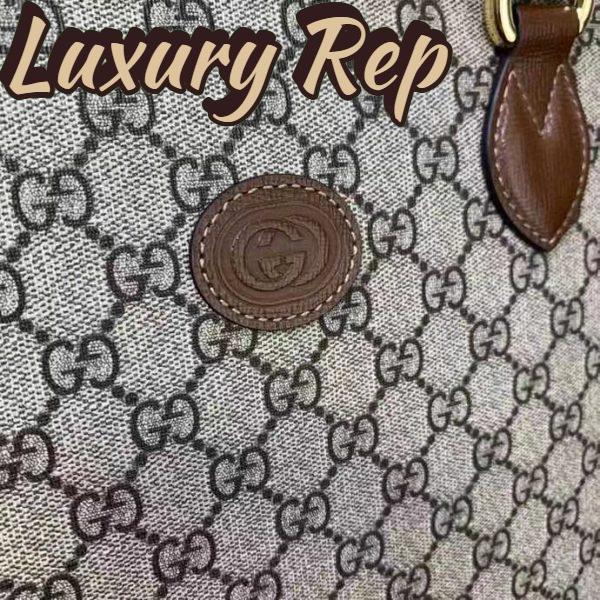 Replica Gucci Unisex Medium Tote Interlocking G Beige Ebony GG Supreme Canvas 7