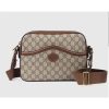Replica Gucci Unisex Messenger Bag Interlocking G Beige Ebony GG Supreme Canvas Brown Leather 15
