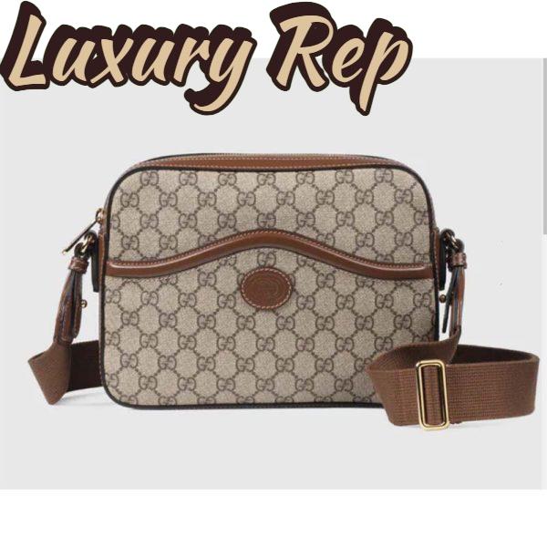 Replica Gucci Unisex Messenger Bag Interlocking G Beige Ebony GG Supreme Canvas