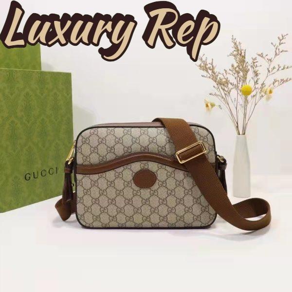 Replica Gucci Unisex Messenger Bag Interlocking G Beige Ebony GG Supreme Canvas 3